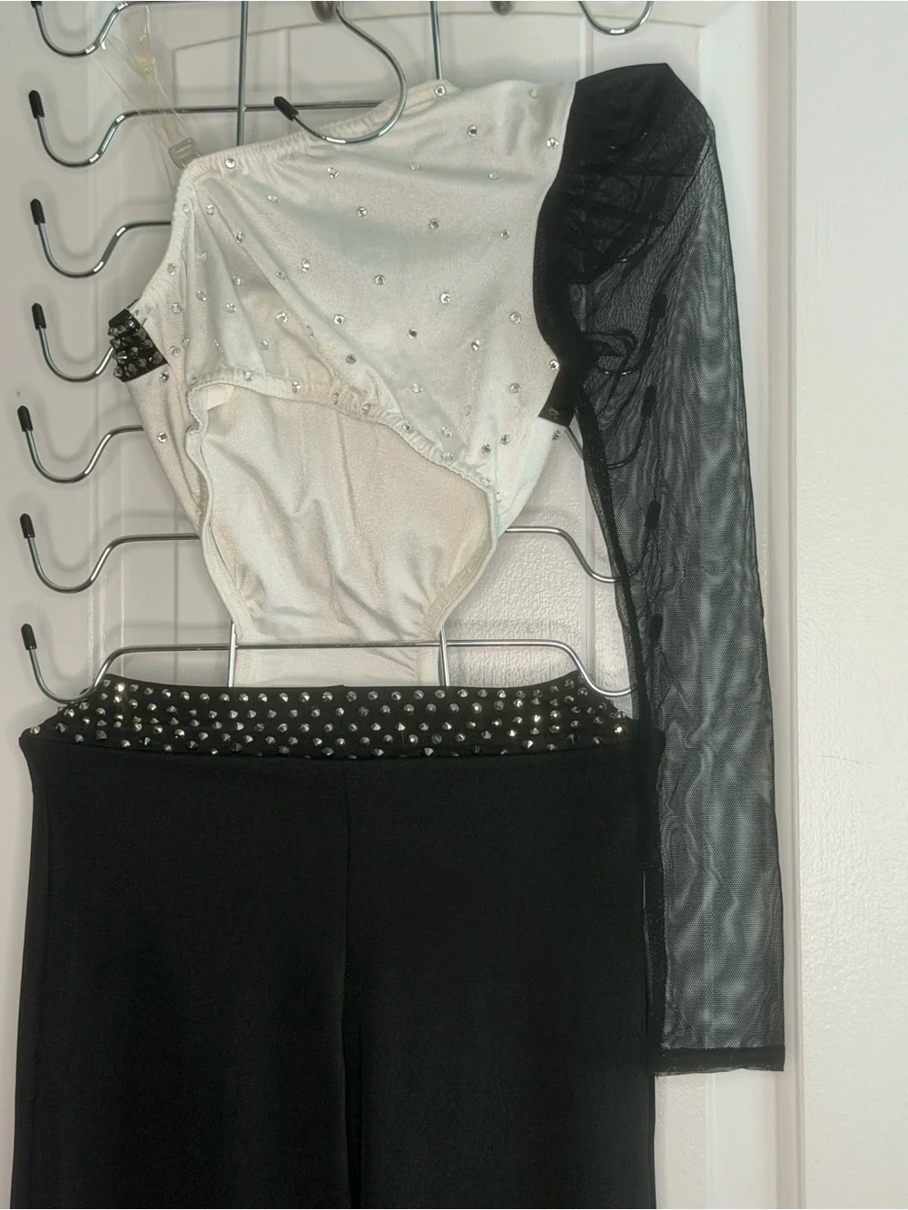 Black & White Asymmetrical Dance Costume for Kids - Kelle